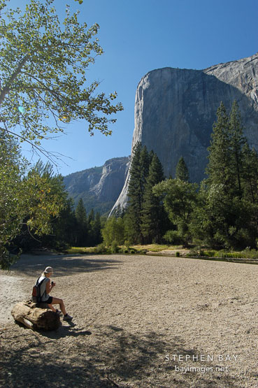 El Capitan viewed from Cathedral Beach. Yosemite National Park, California, USA.