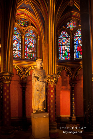 Statue of Louis IX in the lower chapel of Sainte Chapelle. Paris, France.