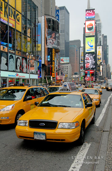 Taxis in Times Square. New York City, New York, USA.