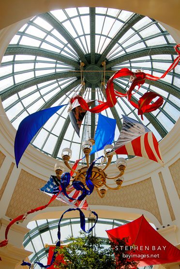 Flags and kites. The Bellagio, Las Vegas, Nevada, USA.
