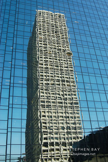 Reflection of a skyscraper. Los Angeles, California, USA.
