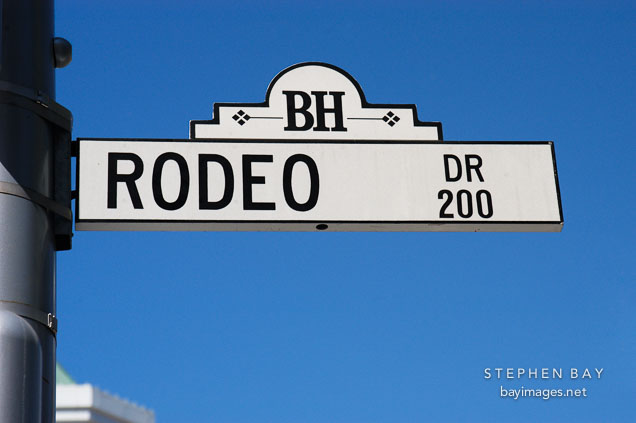 Stock photo of Rodeo Drive sign, Beverly Hills, Los Angeles, California,  USA, July 2011. Available for sale on