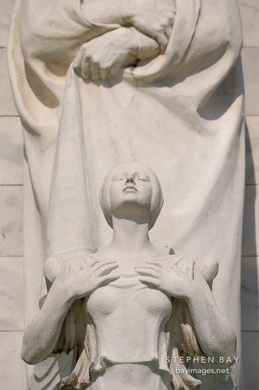 Angel on the prow of the Christopher Columbus Memorial Fountain at Union Station. Washington, D.C., USA.