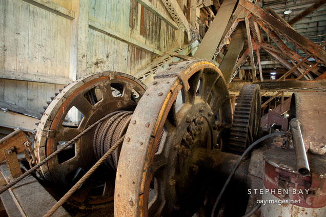 Wheel and cables in the Sumpter Dredge.