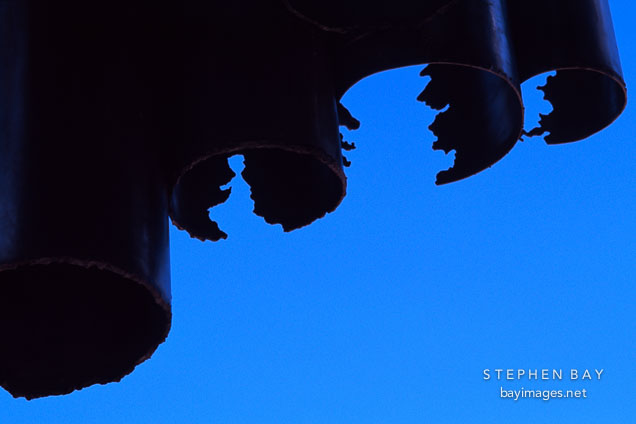 Silhouette of the pipes of the Sibelius Monument by Eila Hiltunen (1967). Helsinki, Finland.