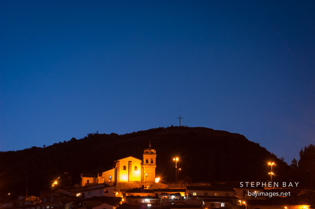 Church of San Cristobal, night. Cusco, Peru.