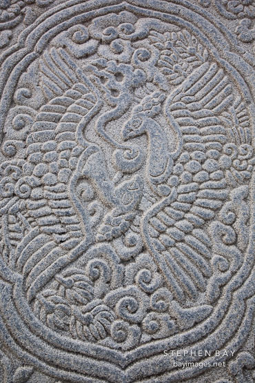 Pair of birds carved in the stonework at Changgyeong Palace in Seoul, South Korea