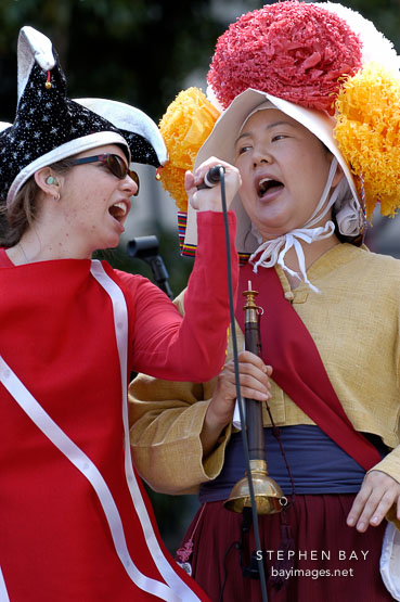 Singers at carnaval's grand parade. San Francisco, California, USA.