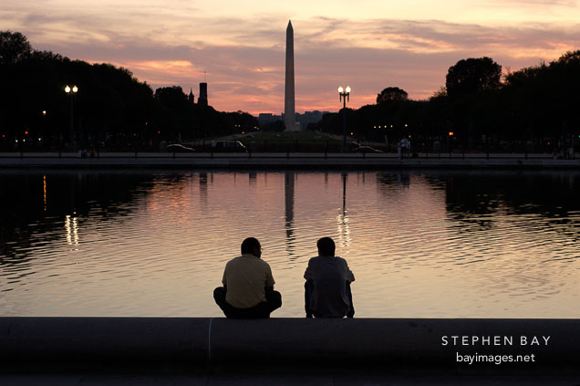 Washington Monument and the Capitol reflecting pool. Washington, D.C.