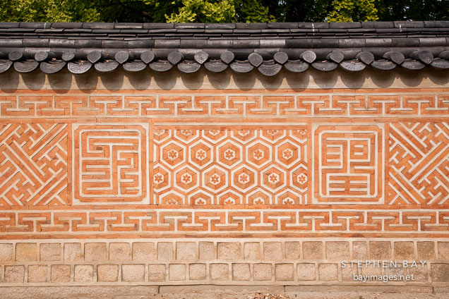 Wall at Jagyeongjeon in Gyeongbokgung Palace. Seoul, South Korea.