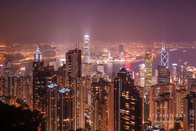 Hong Kong skyline viewed from Victoria Peak. Hong Kong, China.