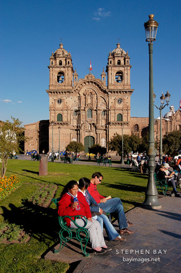Plaza de Armas and La Compania de Jesus church. Cusco, Peru.