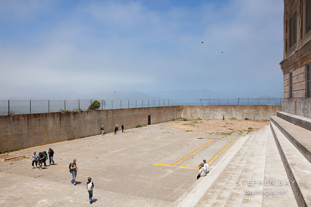 Recreation yard for Alcatraz penitentiary.
