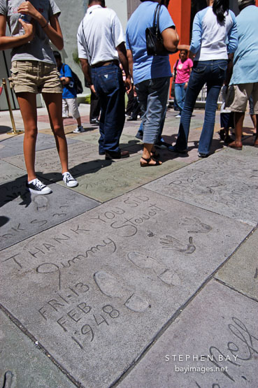Jimmy Stewart's foot and hand prints. Los Angeles, California, USA