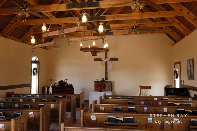 Interior of the Goldfield Chapel. Goldfield, Phoenix, Arizona, USA.