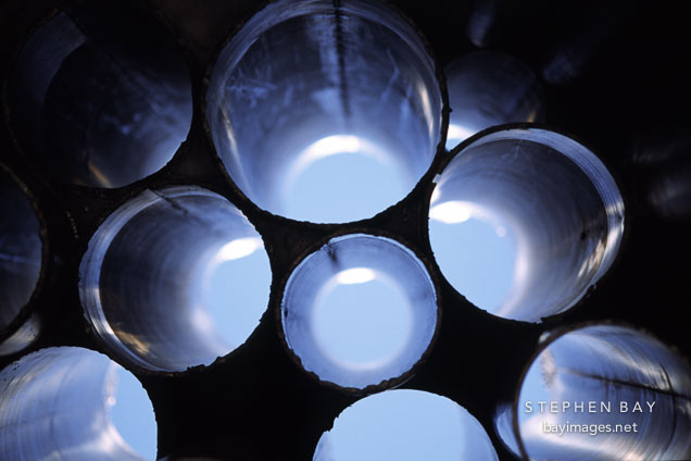 Looking up at the Sibelius Monument from underneath. Monument by Eila Hiltunen (1967). Helsinki, Finland.