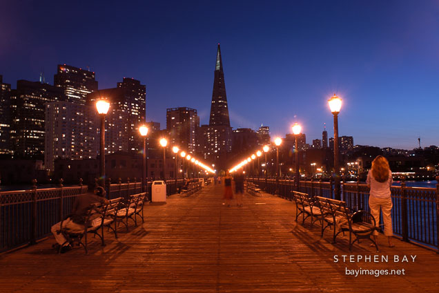 Transamerica pyramid and Pier 7. San Francisco, California.
