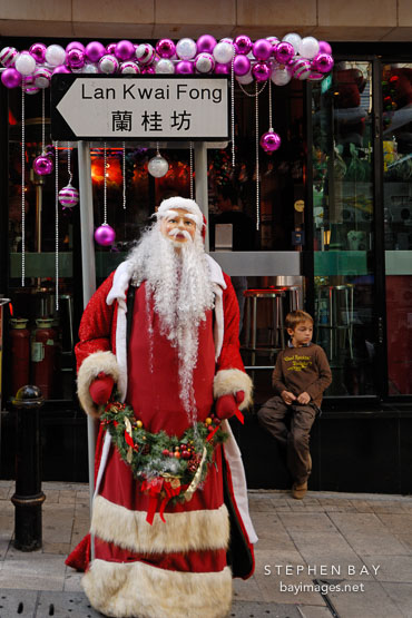 Santa Claus in Lan Kwai Fong. Hong Kong, China.