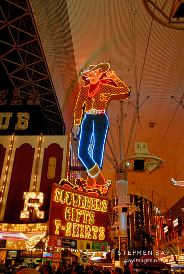 Vegas Vic neon cowboy. Fremont Street, Las Vegas, Nevada, USA.