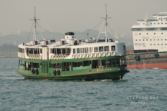 Star Ferry in Victoria Harbor. Hong Kong, China.