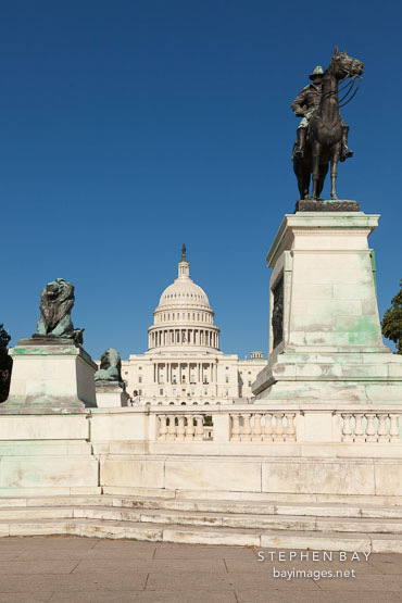 Statue of Ulysses S Grant and the US Capitol. Washington, D.C.