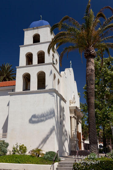 Bell tower of the Catholic church of the Immaculate Conception. Old Town, San Diego.