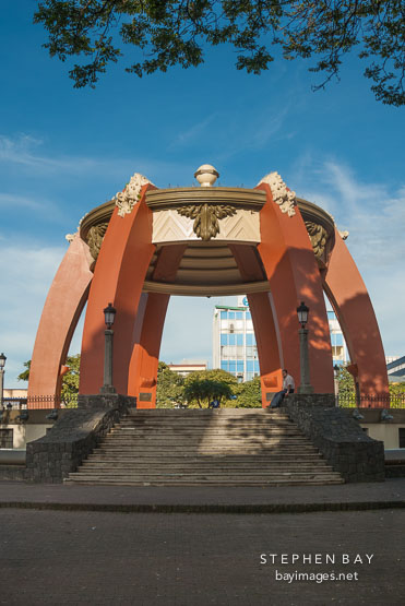 Mango-colored gazebo. Parque Central. San Jose, Costa Rica