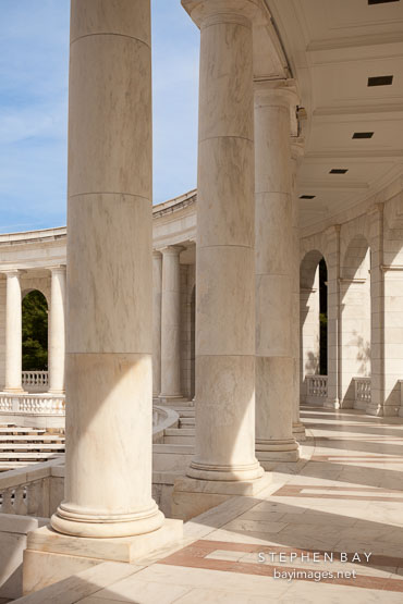 Columns at the Memorial Amphitheater. Arlington National Cemetery, Virginia.