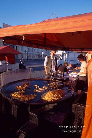 Food vendor in the Market Square, Kauppatori. Helsinki, Finland.