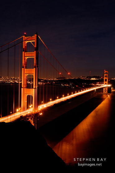 Golden Gate Bridge at night. San Francisco, California, USA.