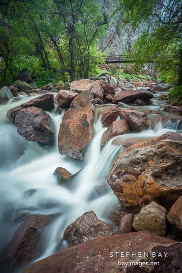 Water flowing over rocks in Eldorado Canyon State Park.