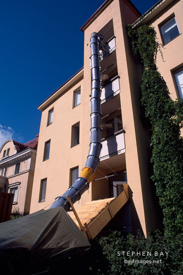 Apartment garbage chute. Helsinki, Finland.