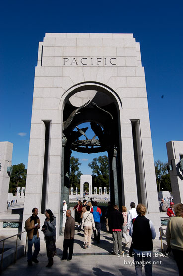 The Pacific arch at the National World War II Memorial. Washington, D.C., USA.