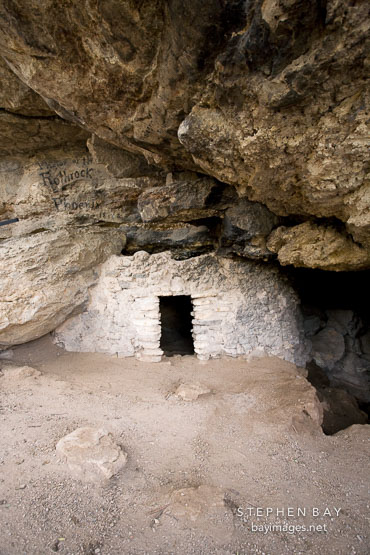 Sinagua cave dwelling constructed under a limestone overhang. Montezuma Well, Arizona.