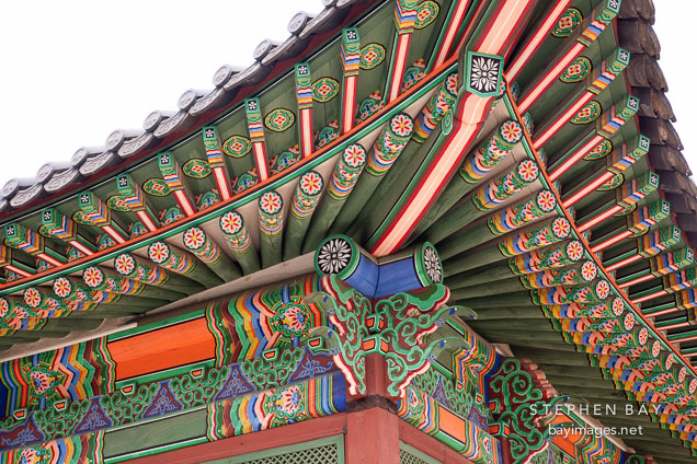 Painting detail of Deokhongjeon Hall at Deoksu Palace in Seoul, South Korea.