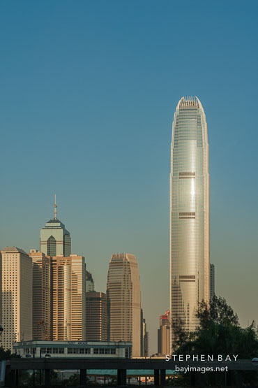 Two International Finance Centre in the early morning. Hong Kong, China.