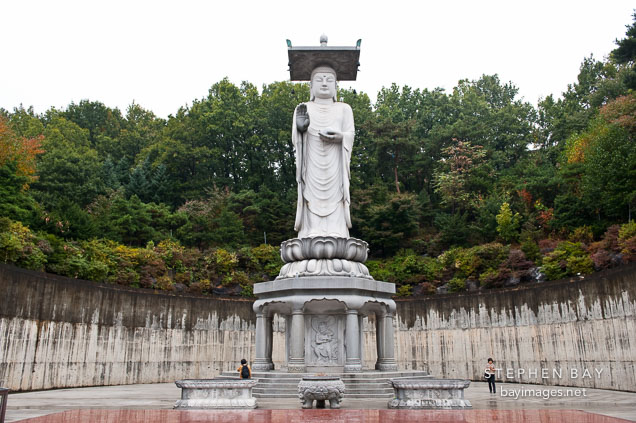 Mireukdaebul is a giant statue of Maitrya, the Buddha of the future. Bongeunsa Temple, Seoul, Korea.