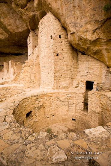 Kiva and rounded tower. Cliff Palace, Mesa Verde NP, Colorado.