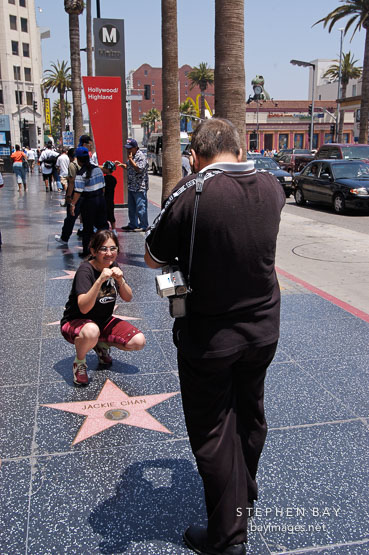 Tourists and the Walk of Fame. Hollywood, California, USA.