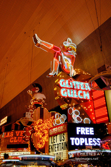 Cowgirl sign. Fremont Street, Las Vegas, Nevada, USA.