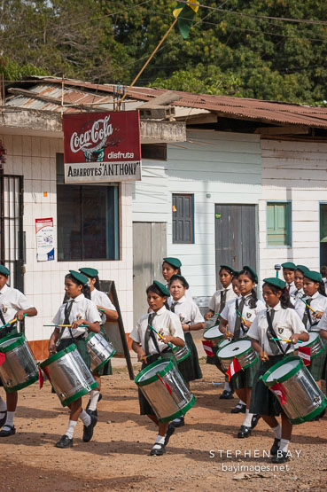 School children in a band. Puerto Maldonado, Peru.