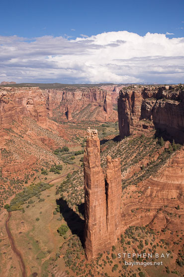 Spider Rock, a towering sandstone spire. Canyon de Chelly NM, Arizona.
