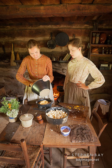 Pioneer cooking in dutch ovens.