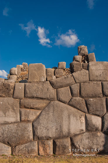Incan wall constructed without mortar. Sacsayhuaman. Peru.