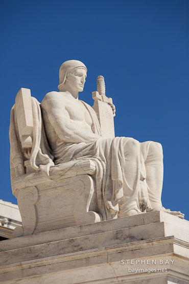 Authority of Law figure at the US Supreme Court building. Washington D.C.