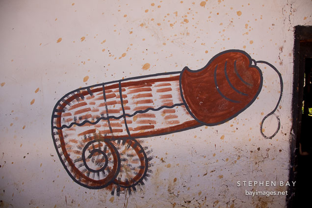 Painting of a penis on the side of a house. Sopsokha, Bhutan.