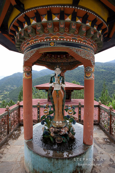 Statue of a goddess at Khamsum Yuelley Namgyal Chorten. Punakha Valley, Bhutan.