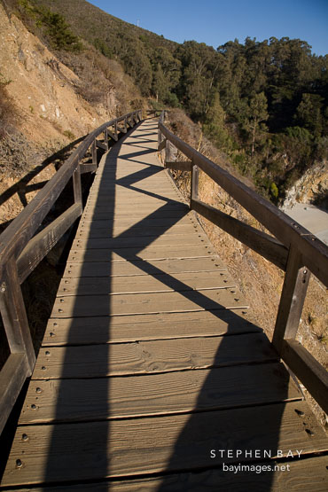 Wooden trail bridge. Julia Pfeiffer Burns State Park, California, USA.