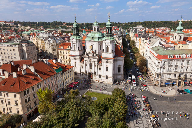 Aerial view of Saint Nicholas Church. Prague, Czech Republic.