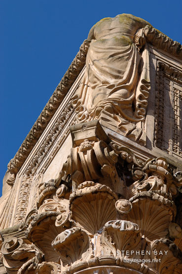 Detail on columns at the Palace of Fine Arts. San Francisco, California, USA.